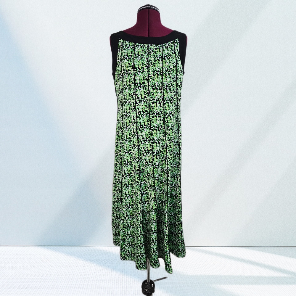 Perceptions Black and Lime Printed Patterned Maxi… - image 1